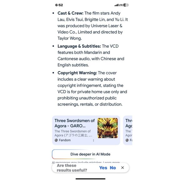 Chinese HK VCD Drama The Three Swordsmen Andy Lau 劉德華) Brigitte Lin 林青霞 - Picture 9 of 10